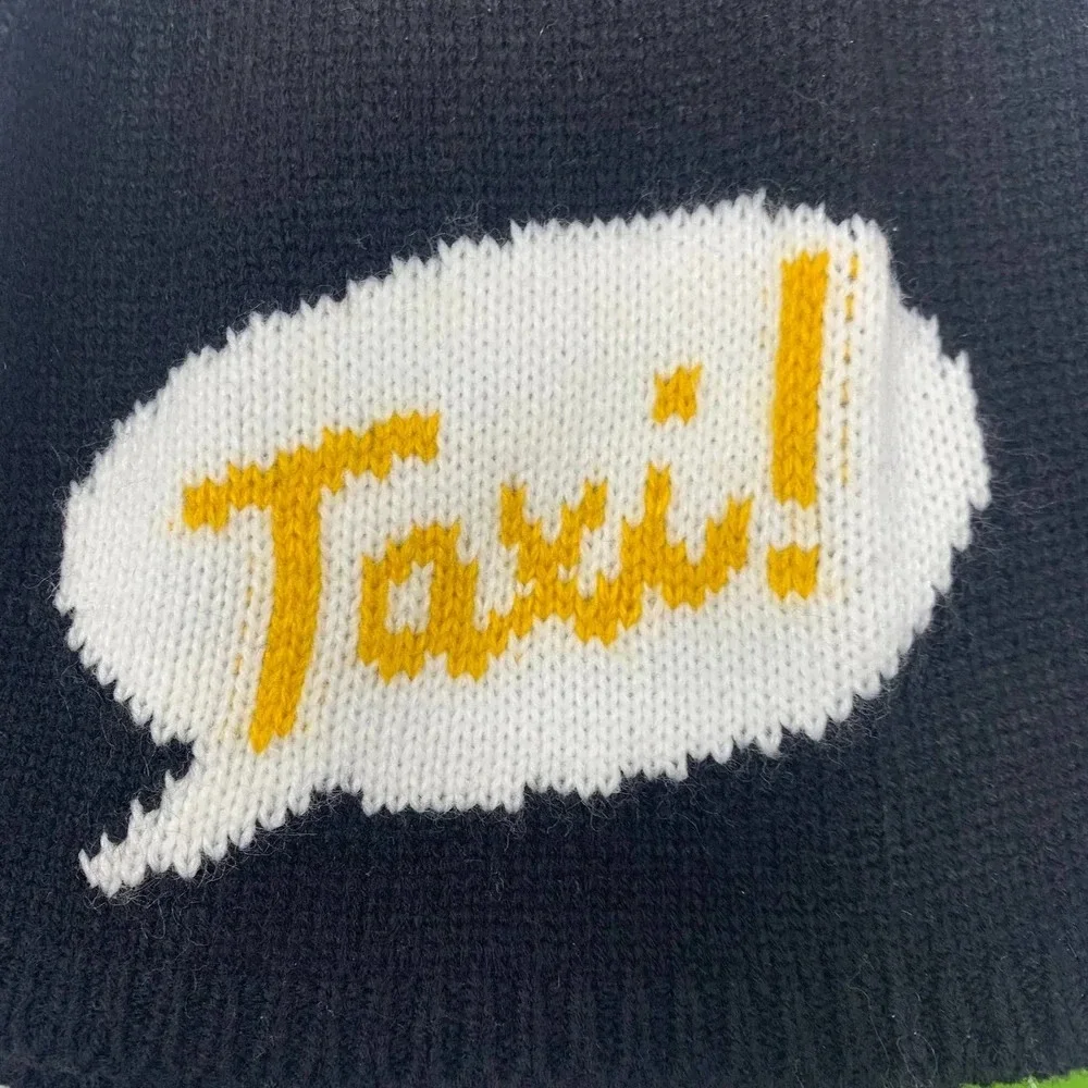 Kate Spade Pom‎ Pom Black Taxi Beanie Hat